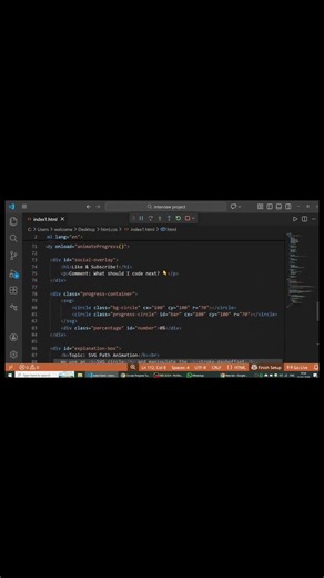 Animated Progress Bar! 📈Smooth SVG Tutorial. #coding #frontend #webdev#html #css #javascript #shorts