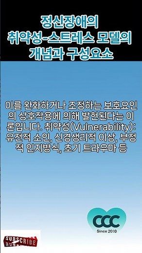 정신장애의 취약성 스트레스모델의 개념과 구성요소 설명(임상심리사2급 실기기출 2025년 1회)
