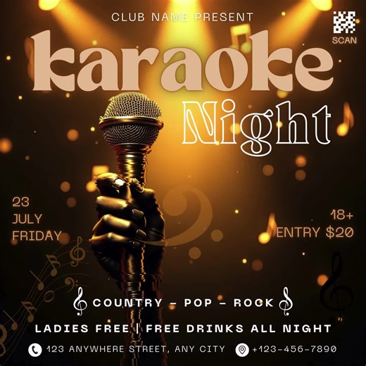 Editable Karaoke Night Flyer Template: DIY Party Invite (canva) - Etsy UK