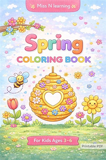 Spring Coloring Book for Kids Ages 3-6 – Easy Preschool Activity (printable PDF) - Etsy