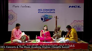 1.4K views · 117 reactions | Concert of Vocalist Deepthi Suresh Accompanied By: Indalur R D Shyam Raghav - Violin Shankara Prasad Santhanagopalan - Mridangam Rama Bhakti Samrajyam | Sri Tyagaraja Kriti | Deepthi Suresh | HCL Concerts | The Music Academy Madras #hclconcerts #Themusicacademymadras #DeepthiSuresh #CarnaticMusic #carnatic #carnaticclassical #carnaticmusicconcert #RamaBhaktiSamrajyam | HCL Concerts | Facebook