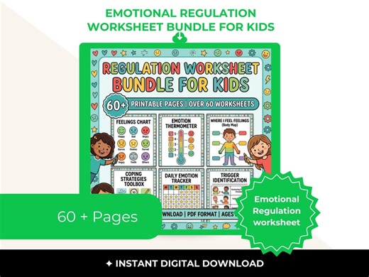 Printable Emotional Regulation Worksheet Bundle for Kids, Coping Skills & Feelings Journal, Social Learning Bundle - Etsy