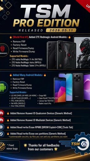🆕🔄TSM PRO EDITION 2026.05.11🔝🔥[World First #1] Added ZTE Redmagic Android Models