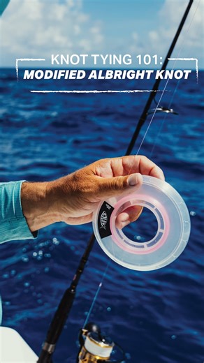 Knot Tying 101 | Modified Albright Knot A knot that goes by many names, the Modified Albright Knot is one of the most popular knots when connecting braid to leader. It's strong, compact and flows through the guides easily. We recommend you wrap a minimum of 5 times up, and 5 times down but you can adjust it depending on your line diameter. 📷: The Skiff Wanderer | AFTCO