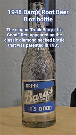 1948 BARQ'S ROOT BEER 8 OZ BOTTLE #barqs #rootbeer #1940s #vintagesoda #acl #sodabottle