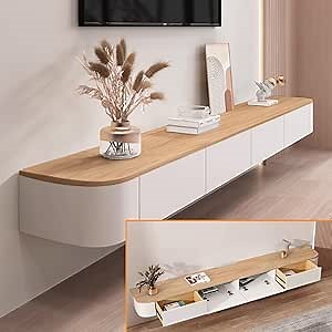 Floating Tv Stand丨floating Media Console,Wall Mounted TV Shelf with Storage Drawers, Modern TV Console, Entertainment Center Media Console, Audio/Video Shelf for Home Living Room Office