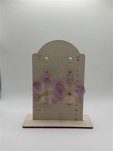 Real Pink Orchid Earrings With Ruby Beads, Sterling Earring Hooks. Flower Carefully Preserved in Resin. Ships Gift Ready. - Etsy