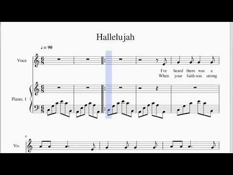 Hallelujah - Karoke Version (piano accompaniment + lyrics + score)