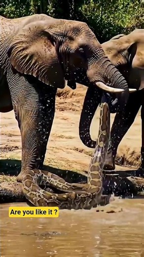 Elephant vs Giant Python 😱 | Unbelievable Jungle Battle | Wildlife Shorts #animals #ai