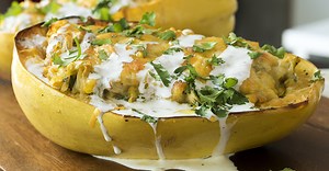 Green Chile Chicken- Stuffed Spaghetti Squash