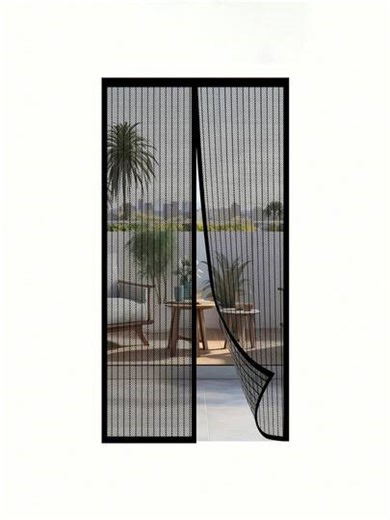 Mosquitera de puerta con sello magnético resistente - Cortina de malla magnética de cierre automático, adecuada para todas las estaciones, se adapta a puertas delanteras/traseras, patio y balcón, fácil instalación, puerta de pantalla para mascotas cerrada | SHEIN