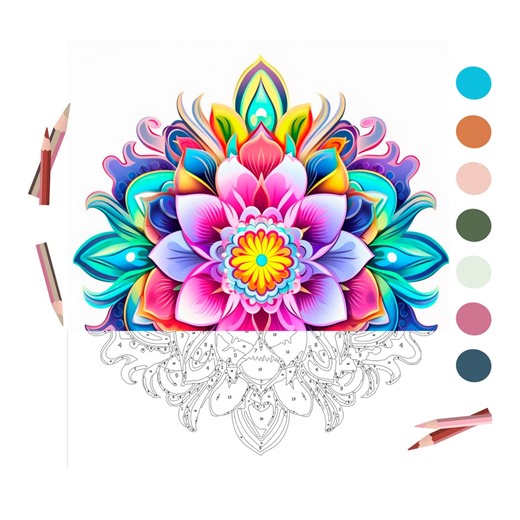 Mandala Flower Color by Number for Adult ,paint by Number Procreate(digital Download) 255 - Etsy
