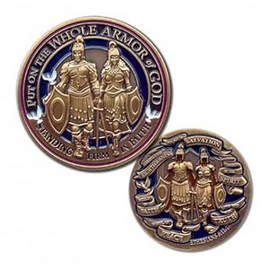 Armor Coin & Emblem - Armor of God Challenge Coin - Antique Finish, Ephesians 6:11-17 - Spiritual Keepsake, Faith Gift Collectible Christian Token