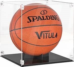 Basketball Display Case for Full Size Basketball, Basketball Case Fits for NBA or WNBA Basketball, Thickened Universal Acrylic Display Case for Collections (Installation Need)