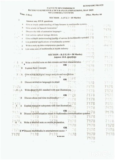 6th sem Multimedia system satavahana university #questionpaper 2025 #yt #fyp #shortfeed #1k