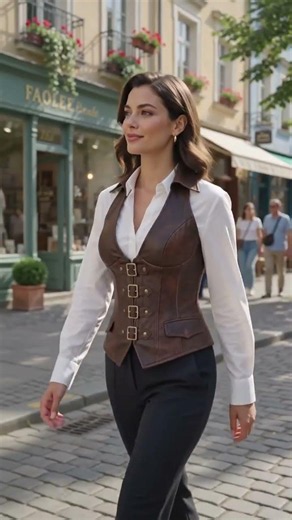 Vintage Brown Leather Corset Vest Design #fashion #jacket
