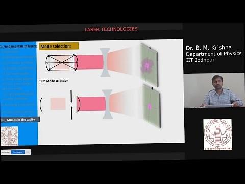 Laser Technologies_Lecture 17 (2020): Mode selection, Longitudinal mode & Transverse mode selection