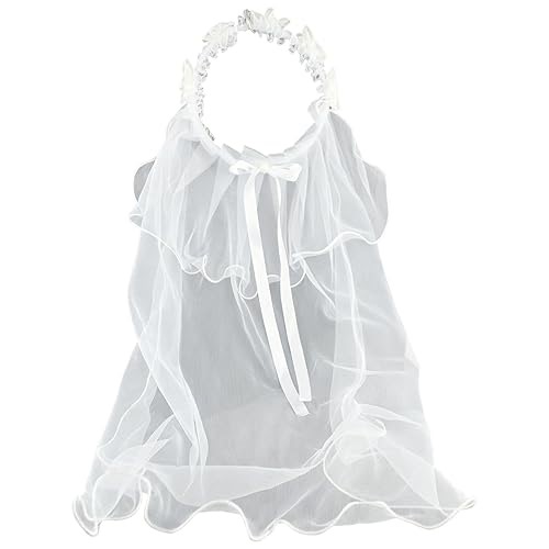 Ysqool First Communion Veil, 1st Communion Bow Veil, White Lace Veil Flower Crown Headband, Holy Communion Headpiece