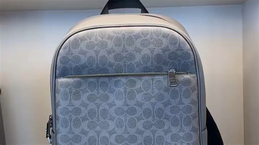 Coach男士灰色双肩背包 大容量商务通勤学生旅行休闲斜挎包