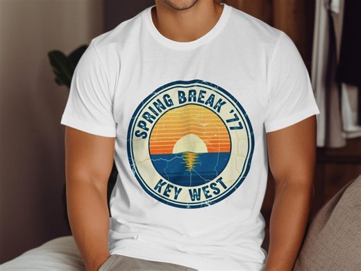 Key West Spring Break 1977 T Shirt: Vintage Florida Beach Badge Tee - Etsy