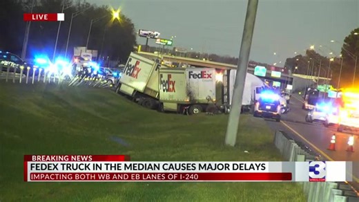 Deadly wreck on I-240, FedEx truck in median