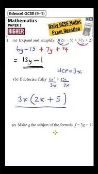 GCSE Maths Higher - Daily Exam Question - Day 11 (Basic Algebra)
