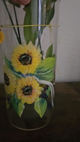 Hand-painted Glass Vase With Flowers (2.5x6 Inches) - Etsy