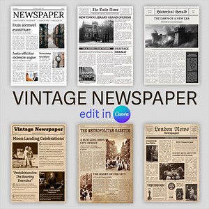 Canva Vintage Newspaper Template, Editable Newspaper, Retro Newspaper Template, Custom Newspaper, Event Newspaper, PLR - Etsy
