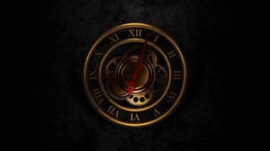 Download Old Golden Analog Clock with Roman Numerals and Spinning Second Hand in Loop Animation for free
