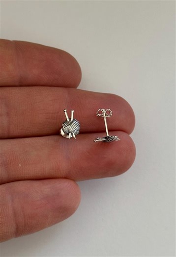 Sterling Silver Ball of Yarn Earrings, Realistic Knitting Jewelry - Etsy