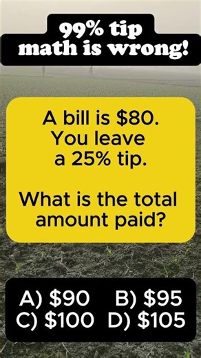 Calculate the Tip! $80 Bill + 25%? 💸🧾 #shorts