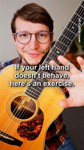 If Your Left Hand Doesn’t Behave, Here’s an Exercise. Wait… 2 years in but still a beginner? Let’s end that today. Go here: Hi-Guitar.com/The-Spark #guitarlessons #guitartutorials #guitar | Hi Guitar by Florian