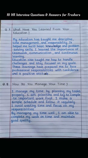 HR Interview Questions &Answers for Freshers | 10 interview questions and answers |