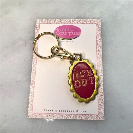 Ice Out / Protest / Keychain Zipper Pull / Red and Gold - Etsy