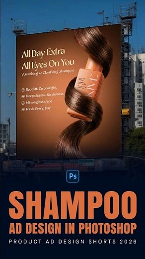 Luxury Shampoo Ad Design in Photoshop | Premium Hair Care Poster #shorts #addesigntutorial #addesign