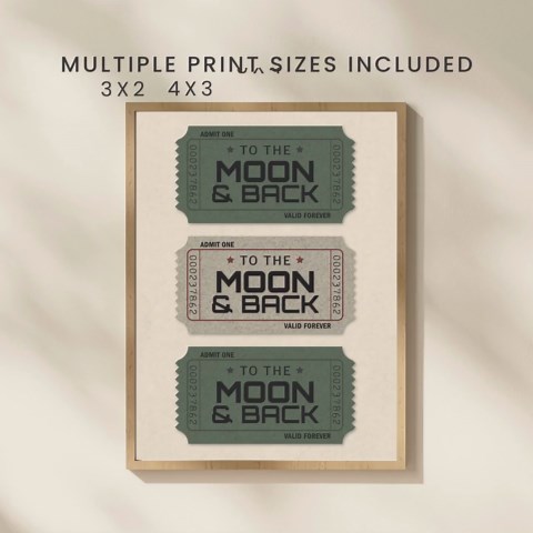 To the Moon | Retro Ticket Poster | Printable Wall Art | Alternate Sage | Digital Download - Etsy