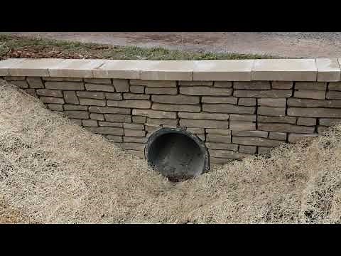Belgard Quarry block retaining wall installation around culvert pipe in Gettysburg, Pa DREAMscape's