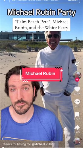“Palm Beach Pete” is a court jester, being used to desensitize you to the crimes that we’re currently seeing be hidden. Michael Rubin is making a fortune off of dumb young men in America, while hosting a “white party” every year that people still give positive attention for some reason. #michaelrubin #whiteparty #hollywood #celebrity #entertainment