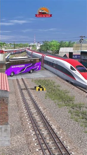 Kereta api cepat hampir tabrak bus yang mogok di tengah perlintasan kereta api