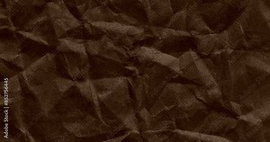 dark chocolate crumpled wrinkled sheet of paper. Stop motion animated paper texture background. Crumpled White Paper 4k. background texture. Seamless looping.