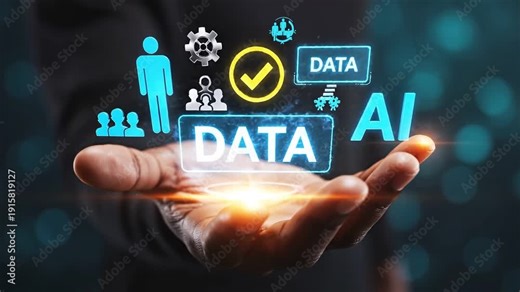 A visionary technology professional demonstrates the powerful convergence of artificial intelligence data management and human resource optimization through digital interface interaction