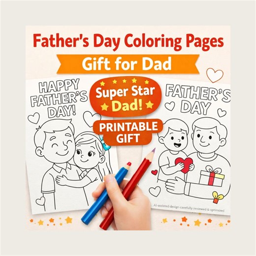 Father’s Day Coloring Pages Gift for Dad - Etsy