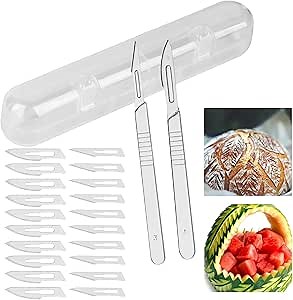 CRUIFU Sourdough Bread Lame Scoring Tool, Hand Crafted Bread Lame For Dough Scoring Knife, Tool Sourdough Slashing With 20 Blades Included With Safety Box（2PCS, MBD-1501