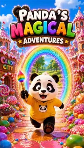 🍭 Panda's Candy City Adventure! ⭐ #kidsanimation #cutepanda