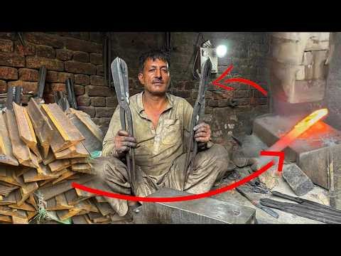 " How They Create This Traditional Cutting Tool | From Raw Steel to Giant Blacksmith Shear. "