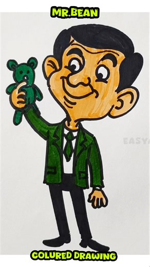 Mr. bean Drawing using brush pens 😱 #shorts #drawing #mrbean