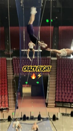 He's not going to give up 😱 #fearless #gymnast #circus #performance #acrobatics #crash #flip