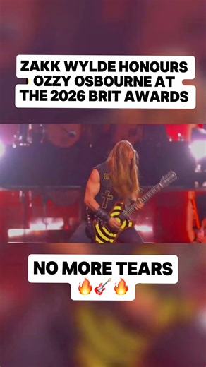 Zakk Wylde’s tribute to Ozzy Osbourne at the 2026 Brit Awards last night. Zakk Wylde joined an all-star lineup at last night’s BRIT Awards in Manchester, UK to pay tribute to the late Ozzy Osbourne, who was honored with a posthumous Lifetime Achievement Award. The tribute closed the show and celebrated Ozzy’s huge legacy following his death in July 2025. The performance featured Robbie Williams on vocals, backed by musicians from Ozzy’s band across the years: Adam Wakeman, Robert Trujillo, Tommy