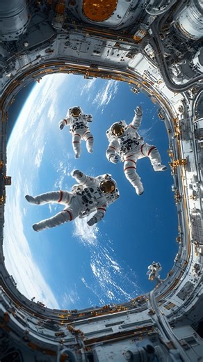 Astronauts Floating Above Earth A View from the Space Station Hatch #space #science #earth #BOOMchallenge #NASA #hubble #JWST #SpaceX #science #fact #solarsystem #cosmos | Space AstroVision