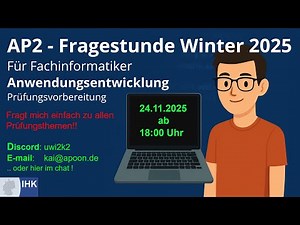 AP Teil 2 Livestream Fragestunde zur Prüfungsvorbereitung Fachinformatiker Anwendungsentwicklung
